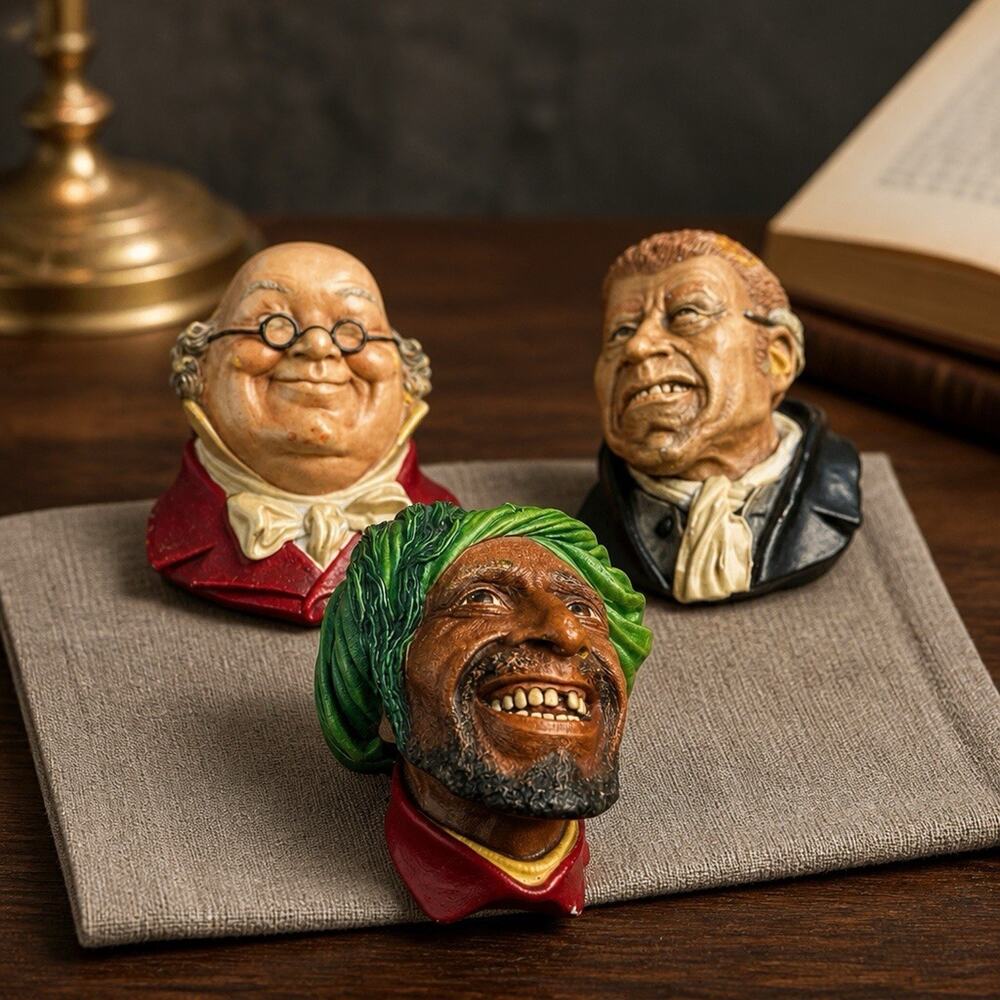 Vintage Bossons Kurd, Mr. Pickwick & Uriah Heep Chalkware Wall Head Lot England